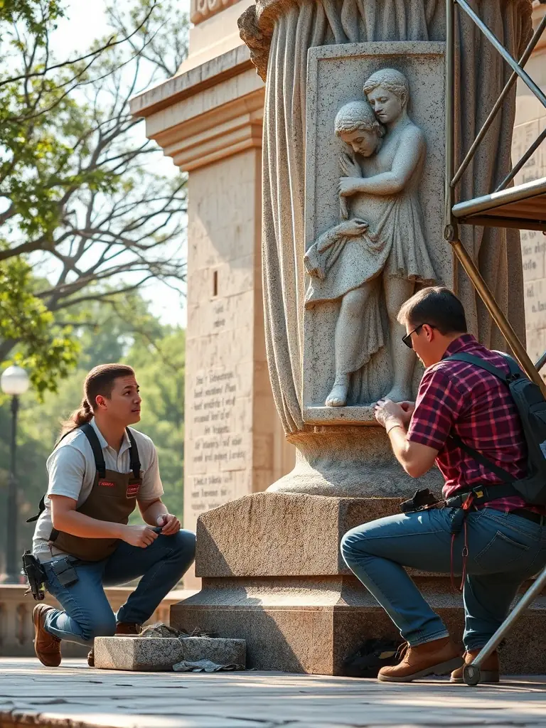An image of volunteers working diligently to preserve ancient artifacts within the church, highlighting their dedication and the importance of their work.