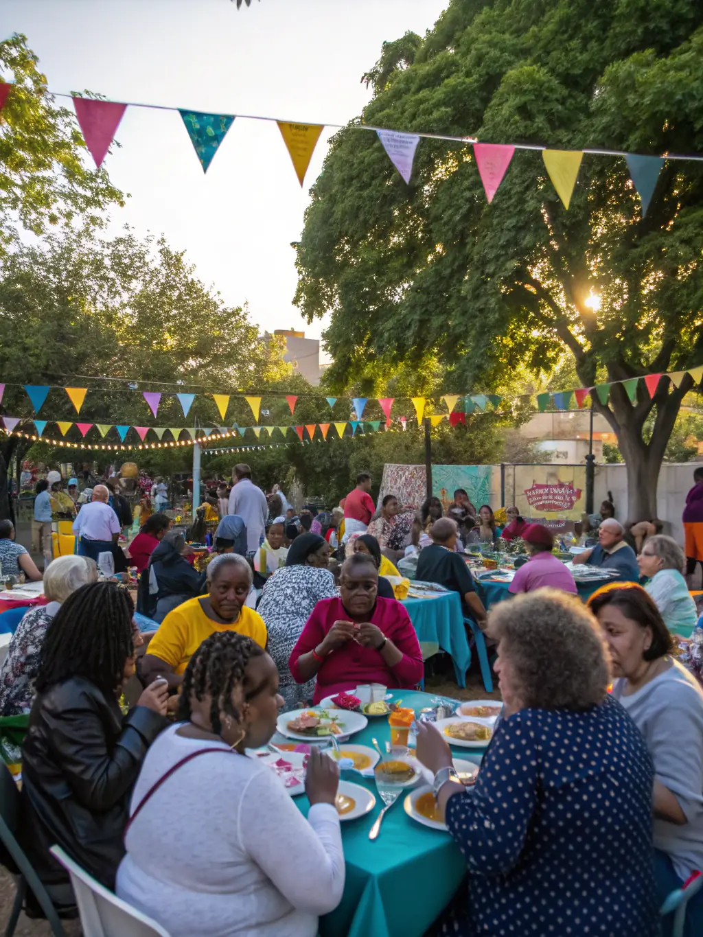 A photograph of a fundraising event held to support the restoration efforts of the Church of Saint-Georges-la-Pouge, showing community members participating in activities and donating to the cause.